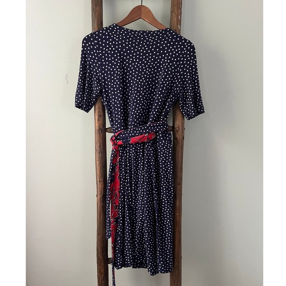 Lilly Pulitzer Polka Dot Wrap Dress Casual  Navy Blue White S - Picture 3 of 6